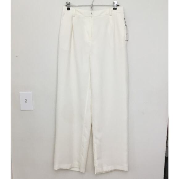 SOMETHING NAVY Ivory Pleated Wide Leg Trousers - Size 8 - Picture 2 of 12